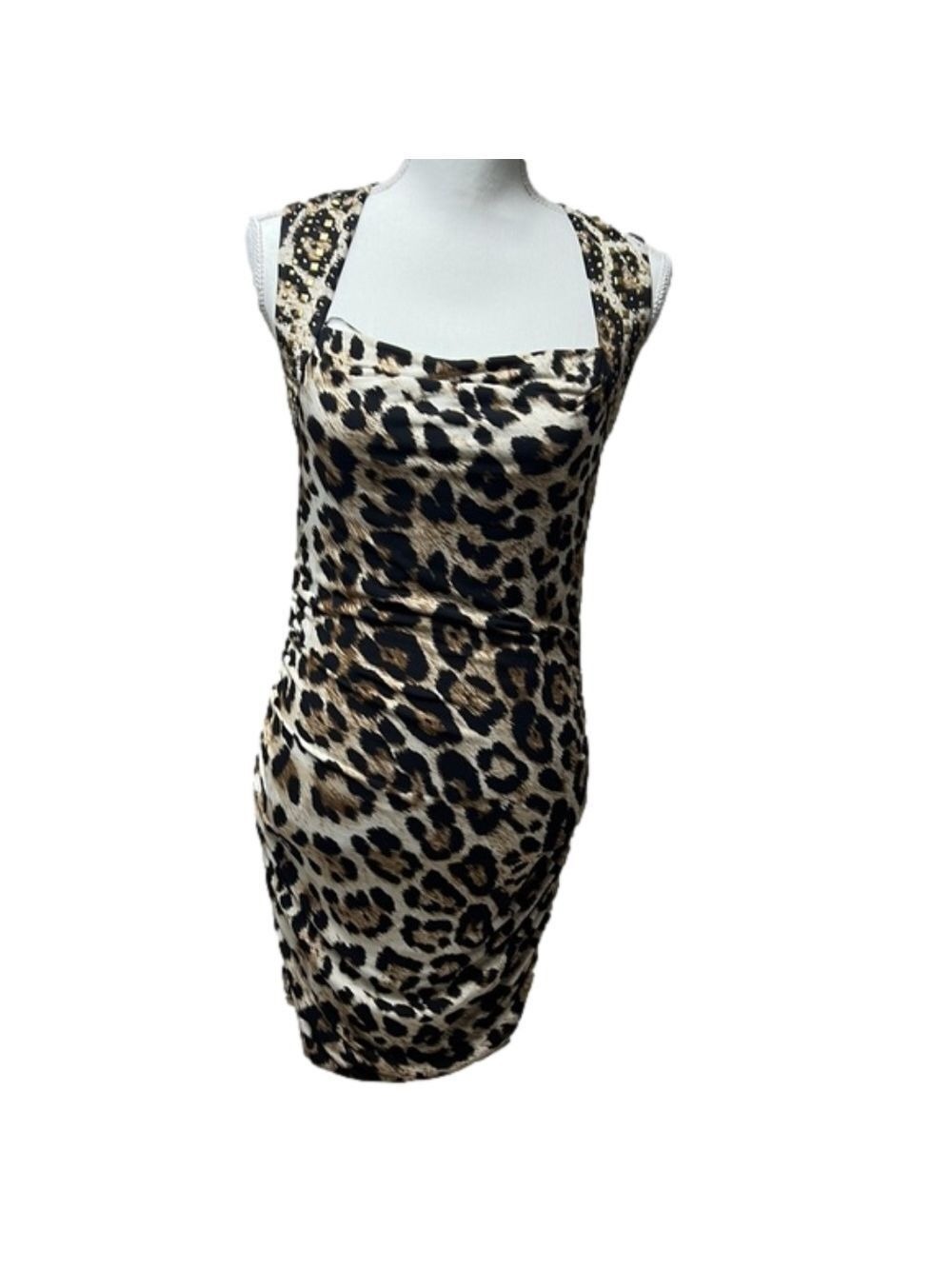 𝅺THALIA Sodi Animal print Rusched dress Size XS (D4)
